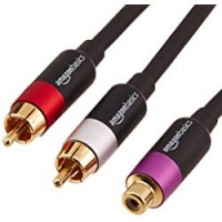 AmazonBasics - Adattatore RCA a Y, 2 maschi verso 1 femmina, 30,5 cm