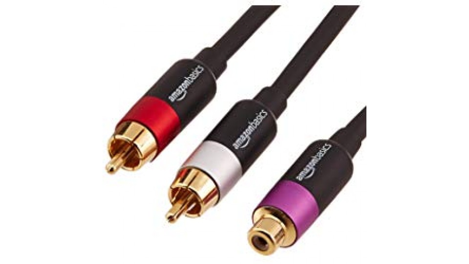 AmazonBasics - Adattatore RCA a Y, 2 maschi verso 1 femmina, 30,5 cm