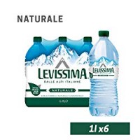 LEVISSIMA, Acqua Minerale Naturale Oligominerale 1l x 6 - Bottiglia 30% di origine vegetale