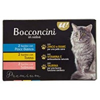 BOCCONCINI IN SALSA PER GATTI Pesce Bianco, Tonno e Salmone U! Confronta & Risparmia