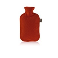 Fashy 6530 - Borsa dell'acqua calda con fodera in velluto, 2 L, colore: Rosso ciliegia