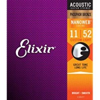 Elixir 16027 Muta Composta da 6 Corde per Chitarra Acustica Phosphor Bronze, Custom Light, Rivestimento Nanoweb