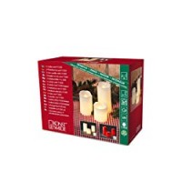Konstsmide 1968-550 / Set di 3 candele in cera LED rosse con effetto di cera sciolta 6.5-12.5 cm / 6 diodi bianco caldo fiammeggianti / 3V trasformatore da interno/cavo trasparente