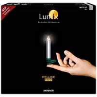 Krinner Lumix Classic Mini Basis 75344 - Set di 14 candele LED senza fili, a pile con telecomando a infrarossi, per albero di Natale, luce bianca calda, colore argento