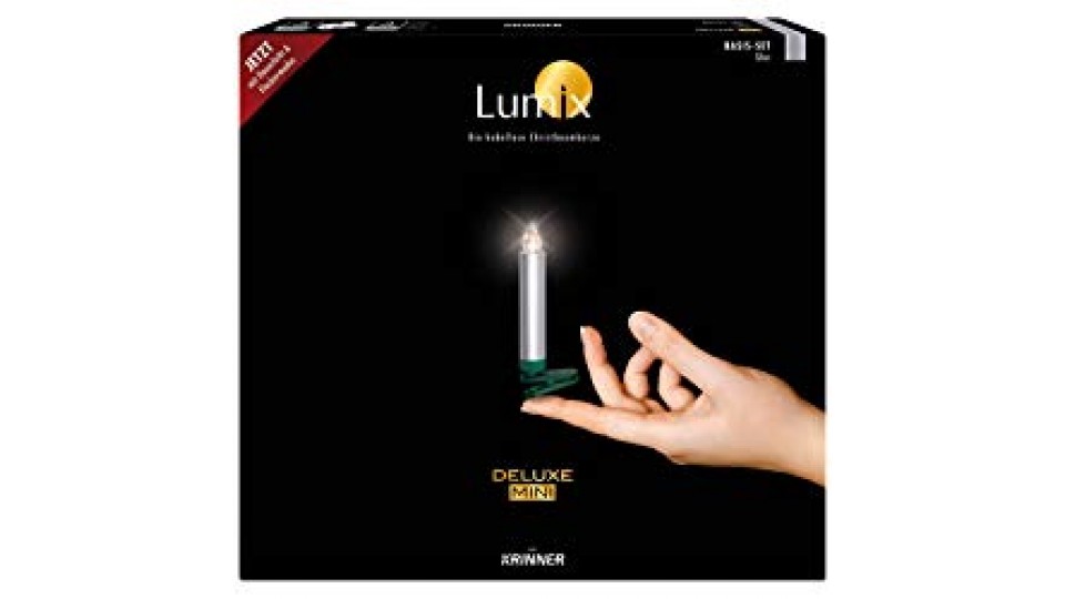 Krinner Lumix Classic Mini Basis 75344 - Set di 14 candele LED senza fili, a pile con telecomando a infrarossi, per albero di Natale, luce bianca calda, colore argento