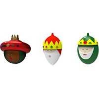 Alessi,"Gaspare, Melchiorre, Baldassarre", set di 3 palline per albero di Natale in vetro, decorate a mano, Multicolore (Mehrfarbig)