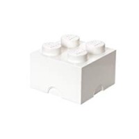 Mattoncino-contenitore Lego a 4 Bottoncini, Contenitore Impilabile, 5,7 Litri, Bianco