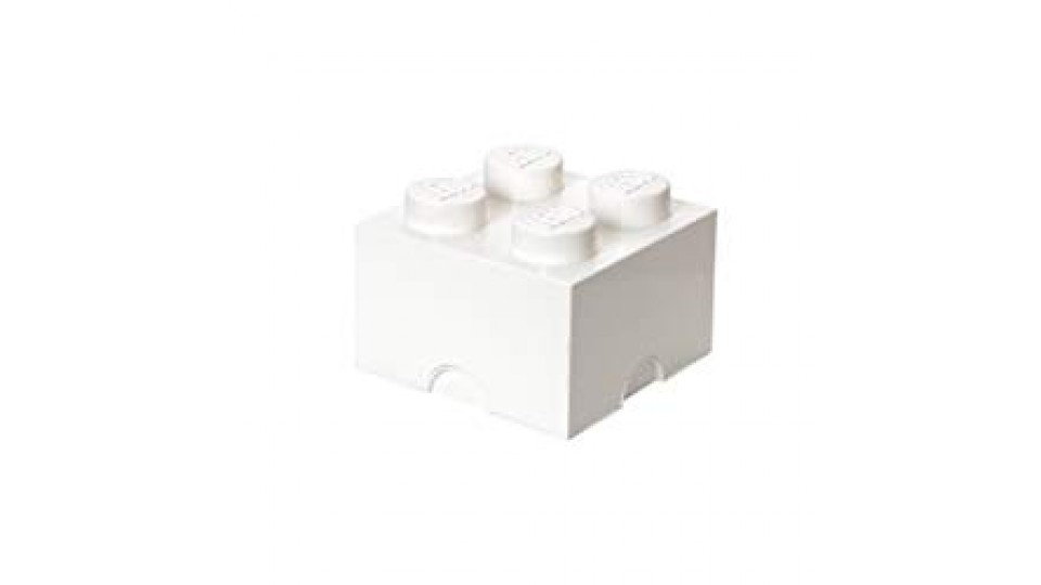 Mattoncino-contenitore Lego a 4 Bottoncini, Contenitore Impilabile, 5,7 Litri, Bianco