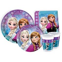 Ciao Y2499 - Kit Party Festa in Tavola Disney Frozen per 24 Persone 112 Pezzi: 24 Piatti Grandi, 24 Piatti Medi, 24 Bicchieri, 40 Tovaglioli)