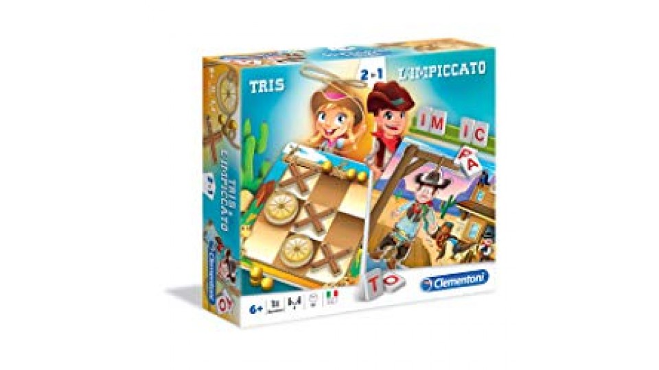 Clementoni 16064 - Tris & l'Impiccato, Giochi da tavolo 2 in 1