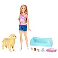 Barbie Cuccioli Appena Nati con Cagnolina "Incinta" e 3 Cagnolini, FDD43