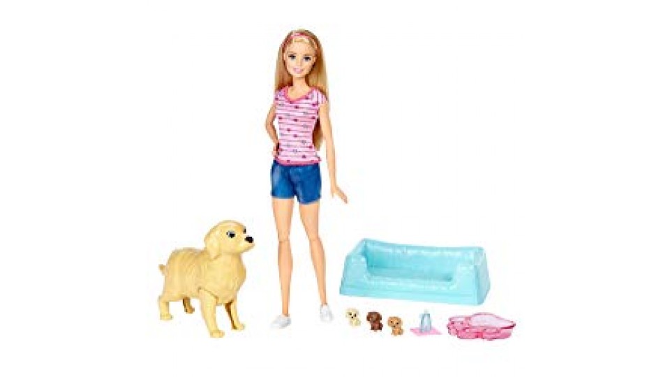 Barbie Cuccioli Appena Nati con Cagnolina "Incinta" e 3 Cagnolini, FDD43