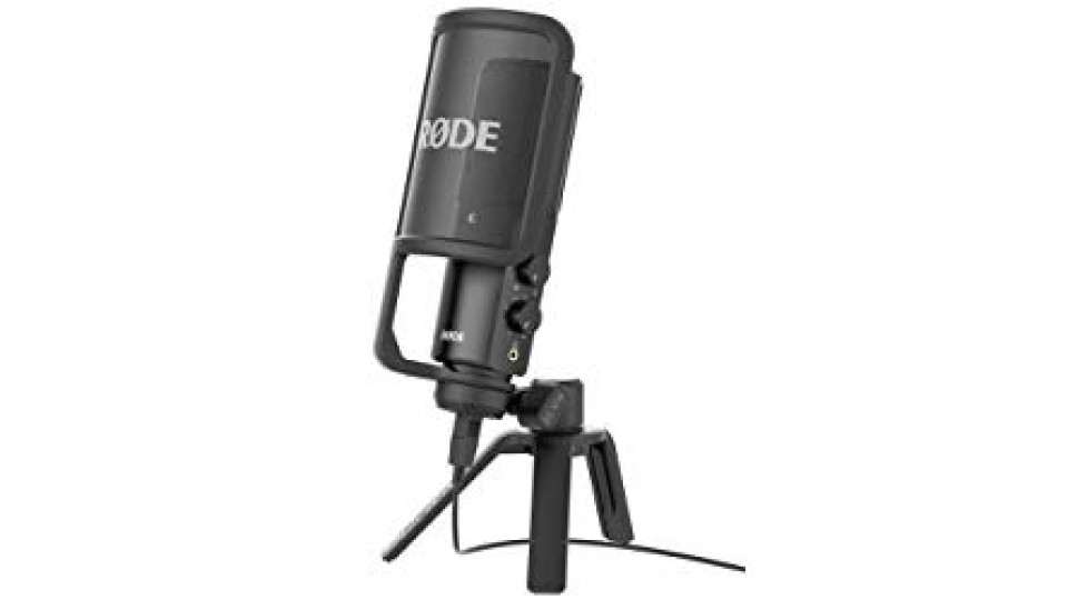 Rode NT-USB Microfono a Condensatore con Filtro Anti-pop e Supporto da Tavolo, Compatibile con iPad, Nero/Antracite