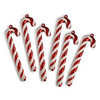 WeRChristmas, Decorazioni per albero di Natale, motivo: Bastoncini di zucchero, con luccichini e fiocchetto, 6 pz., Rosso e Bianco