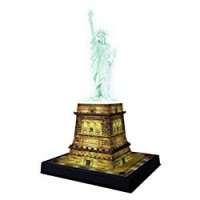 Ravensburger 12596 - Statua della Libertà, Puzzle 3D Building, Night Edition