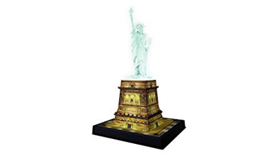 Ravensburger 12596 - Statua della Libertà, Puzzle 3D Building, Night Edition