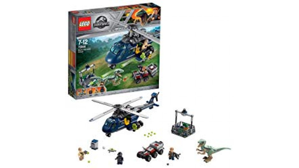 Lego Jurassic World - Set Mattoncini Inseguimento sull'Elicottero di Blue, 75928