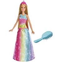 Barbie Principessa Pettina e Brilla con Capelli Biondi Lunghi, Luci e Suoni Attivati Spazzolandoli, FRB12