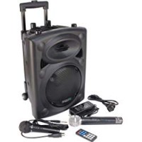 Ibiza PORT8VHF-BT-WH Impianto audio portatile cassa attiva (400 Watt, ingressi USB SD MP3, 2 microfoni, batteria integrata, telecomando), nero