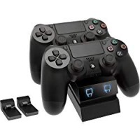 Stazione di ricarica, munita di doppio scomparto e LED, compatibile con joypad PS4