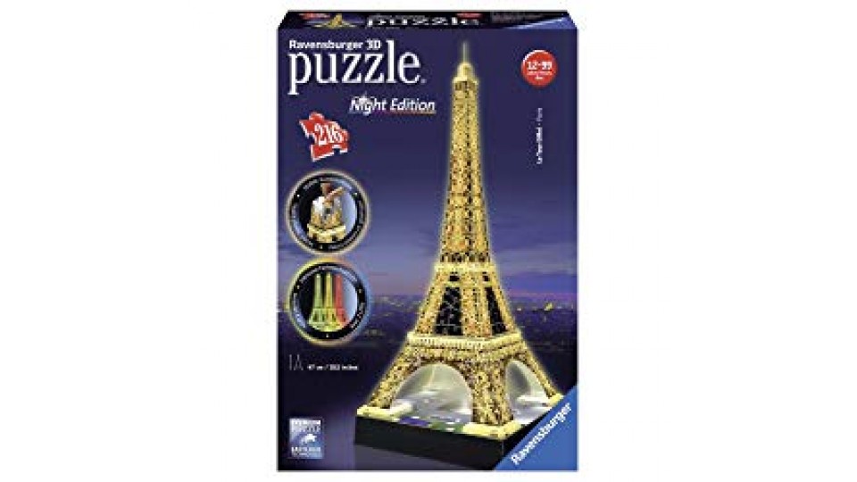 Ravensburger 12579 Tour Eiffel, Night Special Edition, Puzzle 3D Building con LED