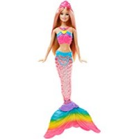 Barbie Sirena Arcobaleno con Capelli Biondi, Luci Colorate, Si Attiva Sott'Acqua,DHC40