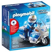 Playmobil 6923 - Moto della Polizia, Blu/Bianco