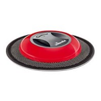 Vileda Virobi Robot Catturapolvere con Panno Usa e Getta, Robot Aspirapolvere per Casa, Ottimo per Peli d’Animale e Capelli, Senza Fili, Nero/Rosso