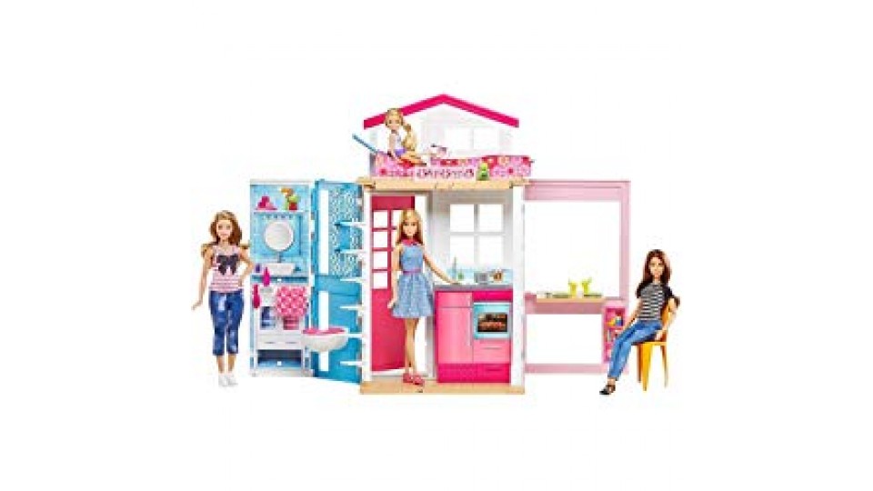 Barbie - Casa Componibile con Bambola, 13.5 x 53.5 x 32 cm, DVV48