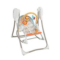 Fisher Price Baby Gear - Altalena 3-In-1 Cuccioli della Natura a 6 Velocità, con 16 Melodie, Suoni della Natura Rilassanti e 1 Arco Giochi Removibile, BFH07