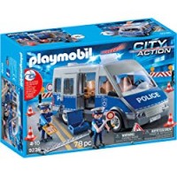 Playmobil 9236 - Furgone Della Polizia Con Posto Di Blocco