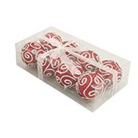 Galileo Casa Spiral Set 8 Palle Decorative di Natale, Polyfoam, Rosso, 7X7X7 cm