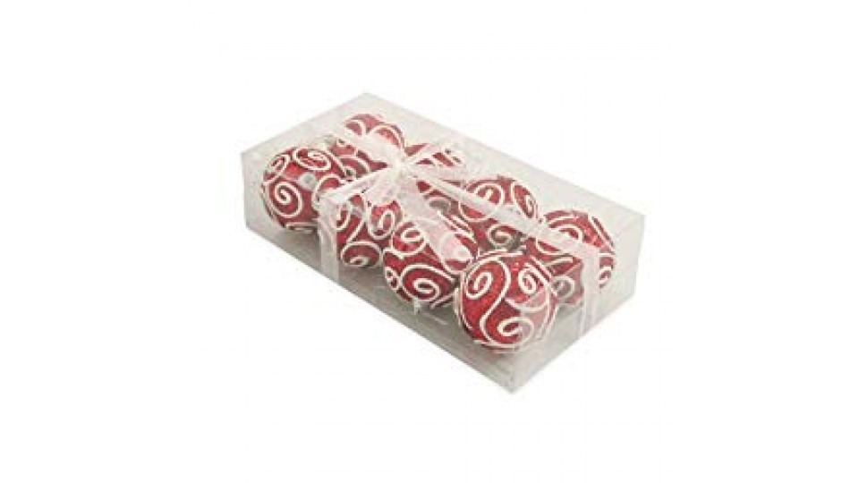 Galileo Casa Spiral Set 8 Palle Decorative di Natale, Polyfoam, Rosso, 7X7X7 cm