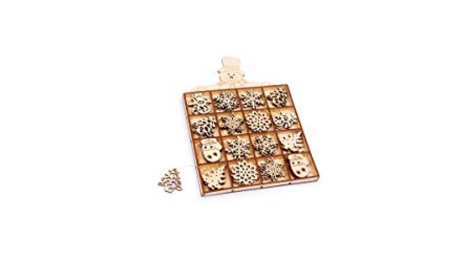 Small Foot 6675 Pendaglio Scatola pupazzo di neve, Legno, Multicolore, 17.5x1.5x25 cm