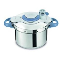 Lagostina Clipsò Minut Perfect Pentola a Pressione con Timer, Capacita 6 L, Acciaio Inossidabile, Acciaio/Blu