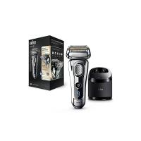 Braun Series 9 9296cc Rasoio Elettrico Barba Ricaricabile a Lamina Wet&Dry senza Fili da Uomo, con Rifinitore di Precisione Estraibile, Sistema Clean&Charge e Custodia da Viaggio in Pelle, Cromato