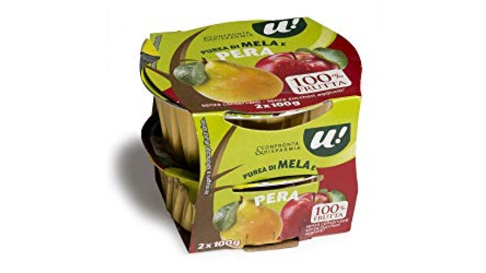 PUREA DI MELA E PERA 100% FRUTTA U! Confronta&Risparmia, 2x100g
