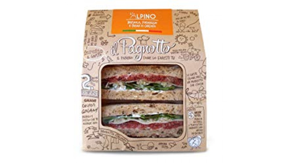 PAGNOTTO L'ALPINO CON BRESAOLA, FORMAGGIO E CREMA DI CARCIOFI