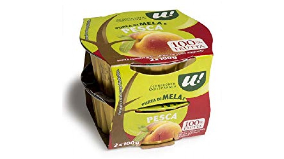 PUREA DI MELA E PESCA 100% FRUTTA U! Confronta&Risparmia, 2x100g
