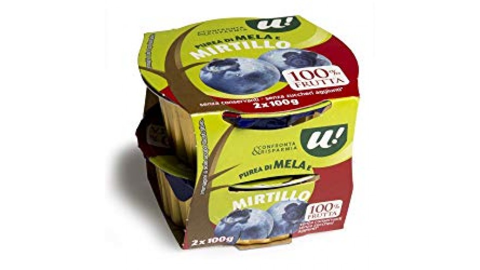 PUREA DI MELA E MIRTILLO 100% FRUTTA U! Confronta&Risparmia, 2x100g