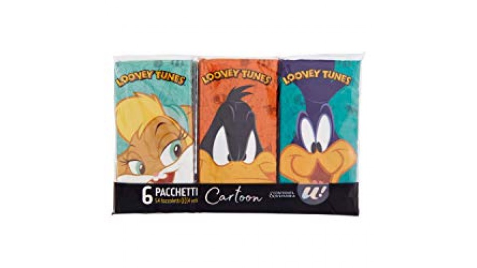 6 PACCHETTI FAZZOLETTI 4 VELI DECORATI CARTOON U! Confronta&Risparmia
