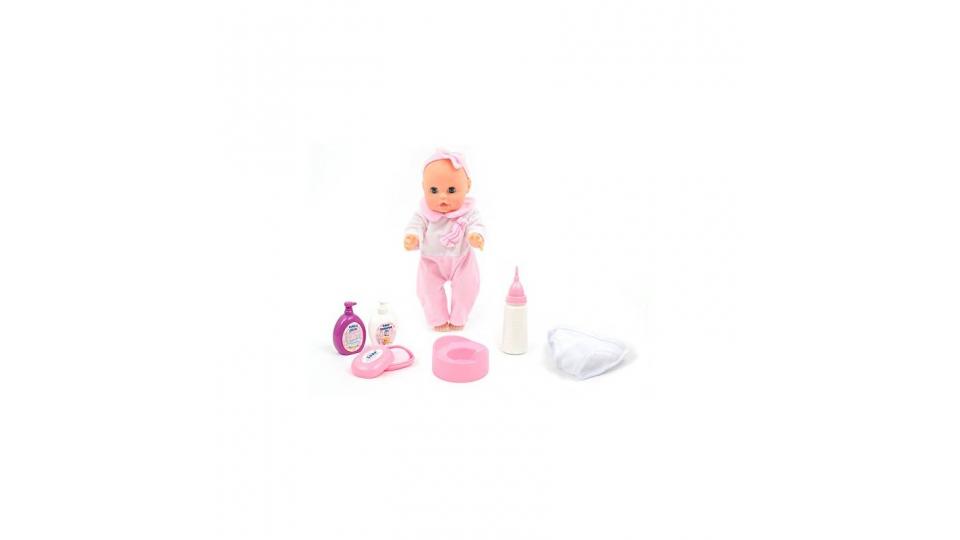 Mamatoy MMA00000 - Mama Mia Plin Plin, Bambola che Beve dal Biberon e Fa la Pipì nel Vasino, 36 cm, Rosa