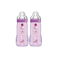 MAM 950501 Baby Bottle, Biberon da 330 ml con tettarella misura 2, Confezione Doppia, Colori Assortiti, Bambina