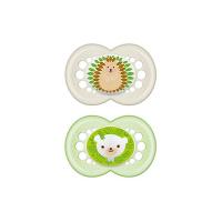MAM 661723, Set di Ciucci in Silicone, 6 - 16 Mesi, 2 pz., Bianco / Verde