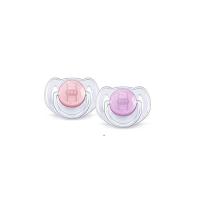 Philips Avent SCF170/22 - Succhietti Trasparenti con Tettarelle Ortodontiche, Senza BPA (6-18m), 2 pezzi, Colori Assortiti