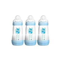 MAM FB0503B Biberon anticoliche autosterilizzante, 260 ml, colore: Blu/Bianco, 3 pezzi, modelli assortiti