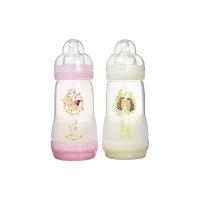 Mam - Set di biberon anti coliche, 260 ml, 0 - 6 mesi, flusso tipo 2, colore: Rosa e bianco 