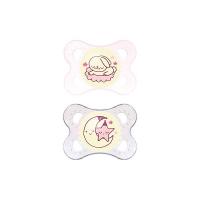 MAM 512722 - Ciuccio "Night" in lattice per bambine da 0 a 6 mesi, senza BPA, confezione doppia, colori assortiti