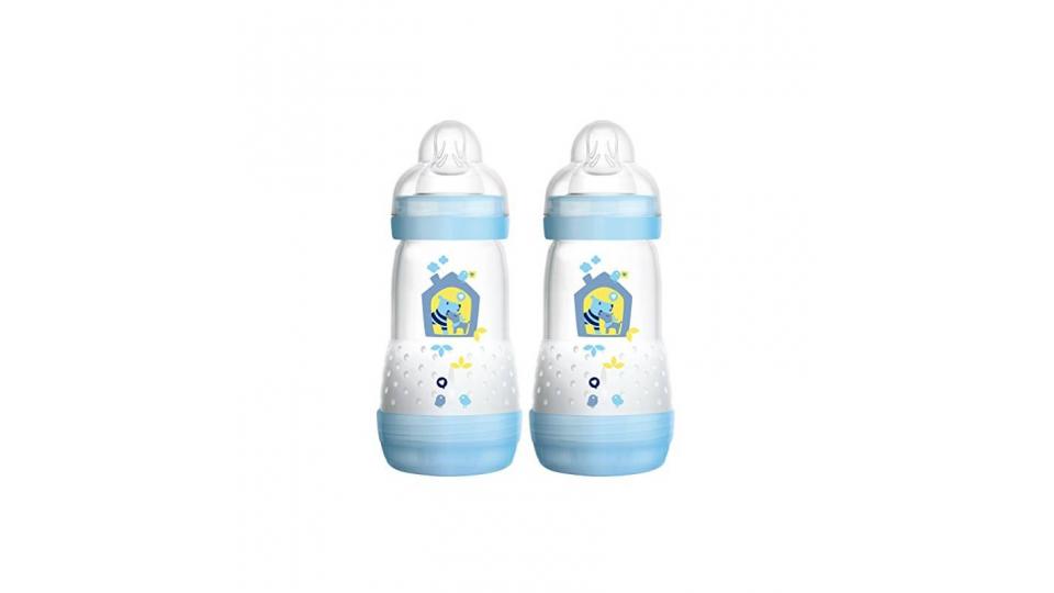 MAM 99921511 Biberon anticolica da 260 ml, Confezione doppia, Bambino, Tetarella no. 1, Blu