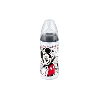 NUK 10216124 Disney Mickey First Choice+ Biberon in polipropilene, 300 ml, con tettarella anticolica in silicone, Misura 2 M, dai 6-18 Mesi, per latte, Nero
